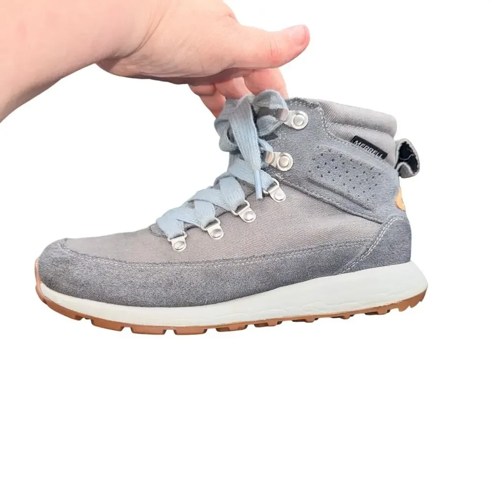 Merrell Waitsfield Mid Hiking Boots Gray Suede Canvas Women’s 7.5